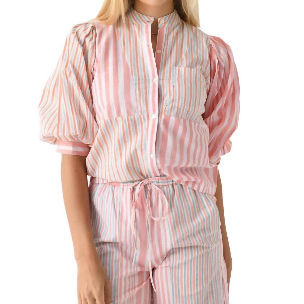NEW V DE VINSTER shiva blouse in blue pink